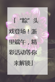 “粽”头戏登场！浙里端午，精彩活动等你来解锁