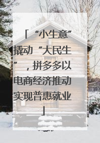“小生意”撬动“大民生”，拼多多以电商经济推动实现普惠就业