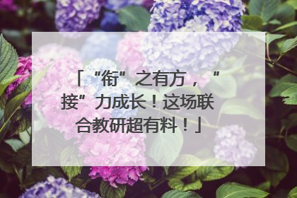 “衔”之有方，“接”力成长！这场联合教研超有料！