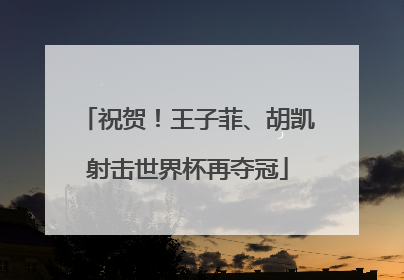 祝贺！王子菲、胡凯射击世界杯再夺冠