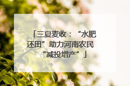 三夏麦收：“水肥还田”助力河南农民“减投增产”