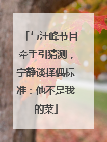 与汪峰节目牵手引猜测，宁静谈择偶标准：他不是我的菜