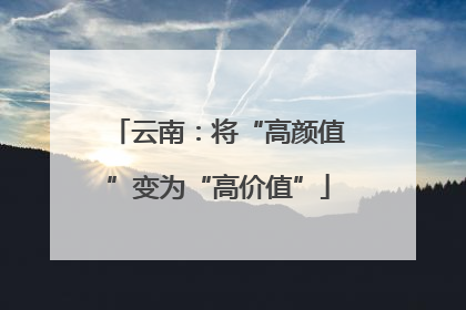 云南：将“高颜值”变为“高价值”