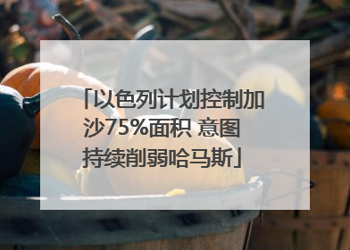 以色列计划控制加沙75%面积 意图持续削弱哈马斯