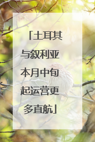 土耳其与叙利亚本月中旬起运营更多直航