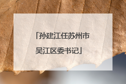孙建江任苏州市吴江区委书记