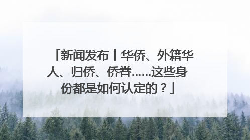 新闻发布丨华侨、外籍华人、归侨、侨眷……这些身份都是如何认定的？