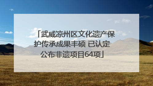 武威凉州区文化遗产保护传承成果丰硕 已认定公布非遗项目64项