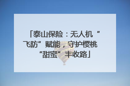 泰山保险：无人机“飞防”赋能，守护樱桃“甜蜜”丰收路