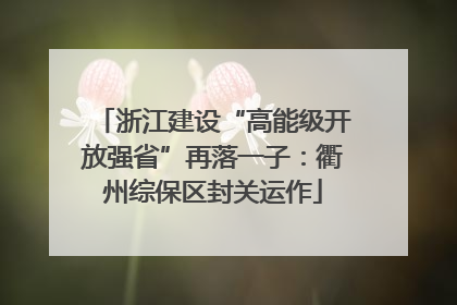 浙江建设“高能级开放强省”再落一子：衢州综保区封关运作