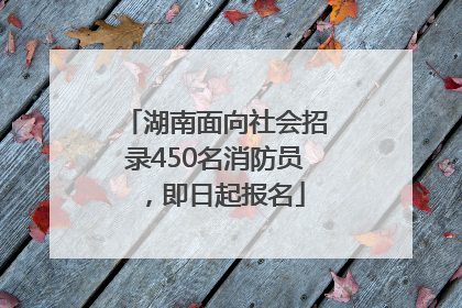 湖南面向社会招录450名消防员，即日起报名