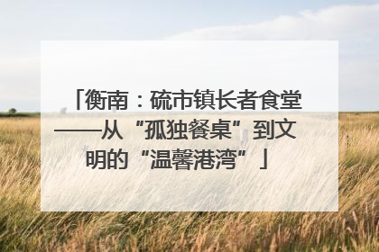 衡南：硫市镇长者食堂——从“孤独餐桌”到文明的“温馨港湾”
