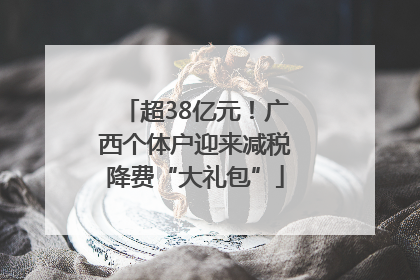 超38亿元！广西个体户迎来减税降费“大礼包”