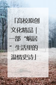 高校原创文化精品｜一部“蜗居”生活里的温情史诗