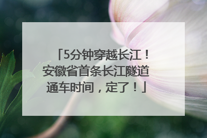 5分钟穿越长江！安徽省首条长江隧道通车时间，定了！
